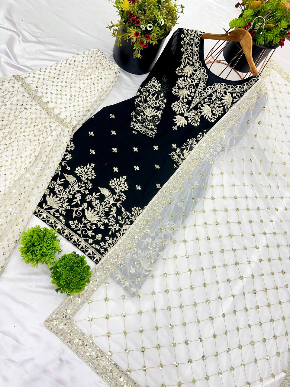 Heavy wedding wear georgette kurta sharara with dupatta sets