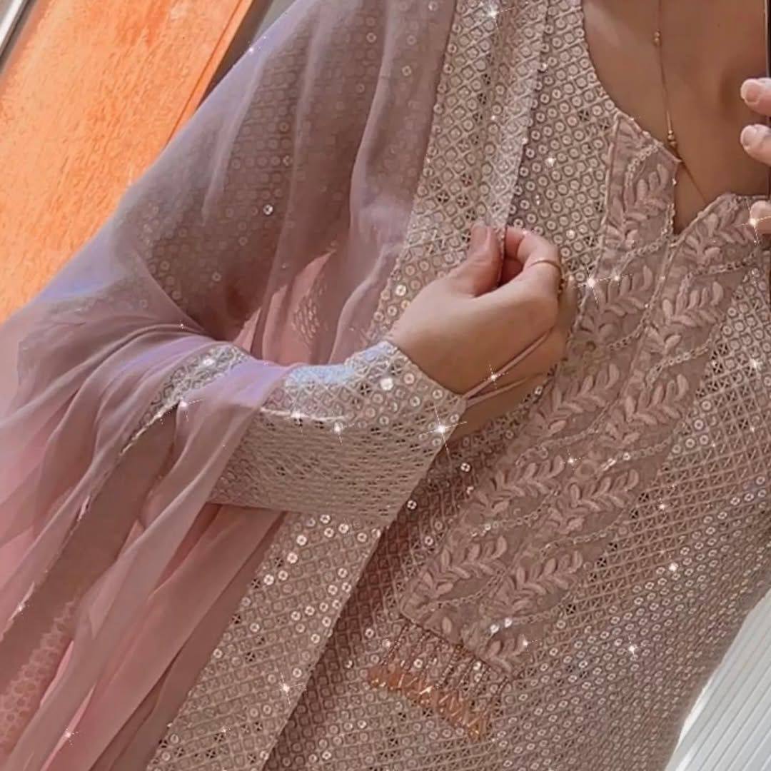 Designer Bollywood-Style Embroidered Suit With Dupatta Set