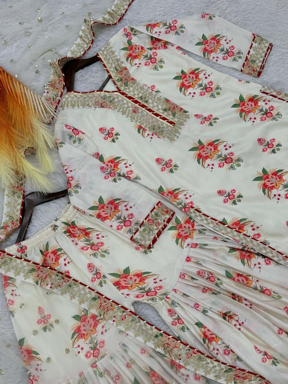 Pure Chinon Silk Kurta Sharara with Dupatta