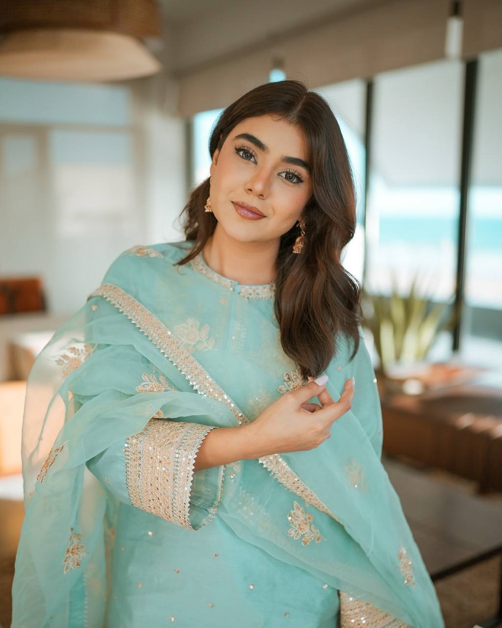 Designer Chinnon Silk Top-Bottom with Dupatta Set
