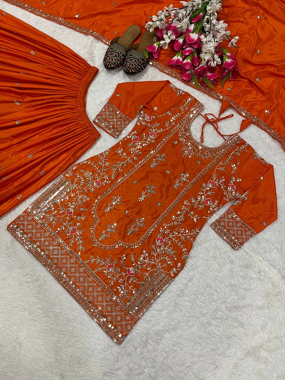 Wedding wear kurta sharara with dupatta sets