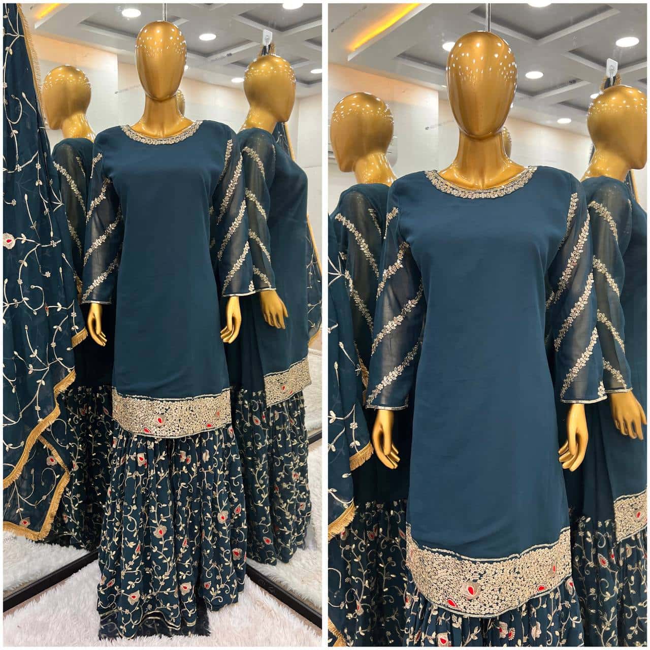 Heavy Faux Georgette Kurta Sharara with Dupatta