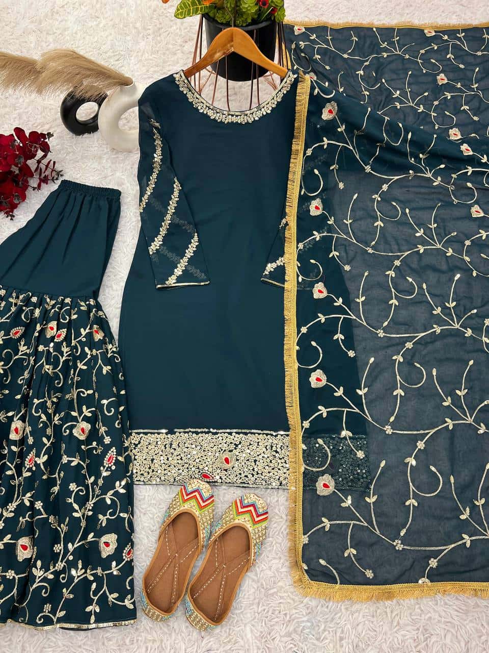 Heavy Faux Georgette Kurta Sharara with Dupatta
