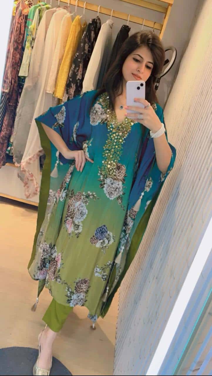 Pure Chinon Silk Kaftan Pant with Dupatta