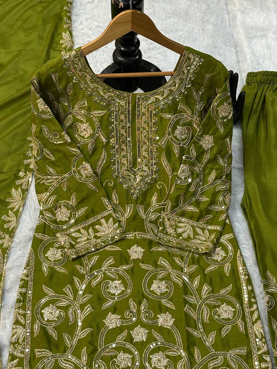 Wedding wear silk kurta palazzo with dupatta sets