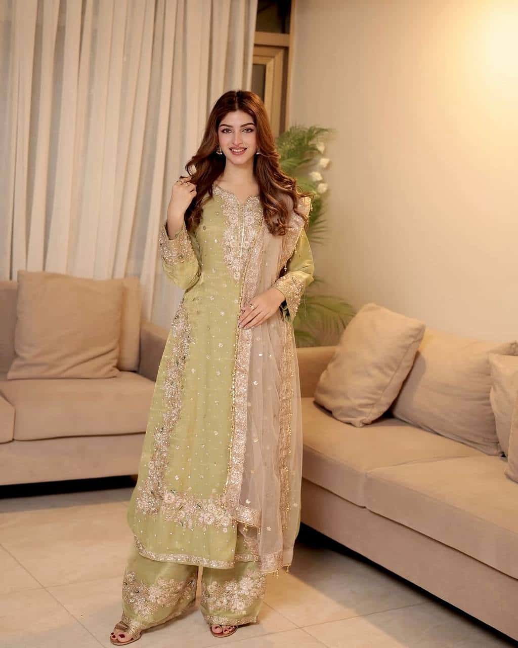 Beautiful chinon silk embroidery readymade salwar suit set