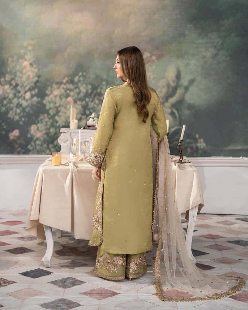 Beautiful chinon silk embroidery readymade salwar suit set