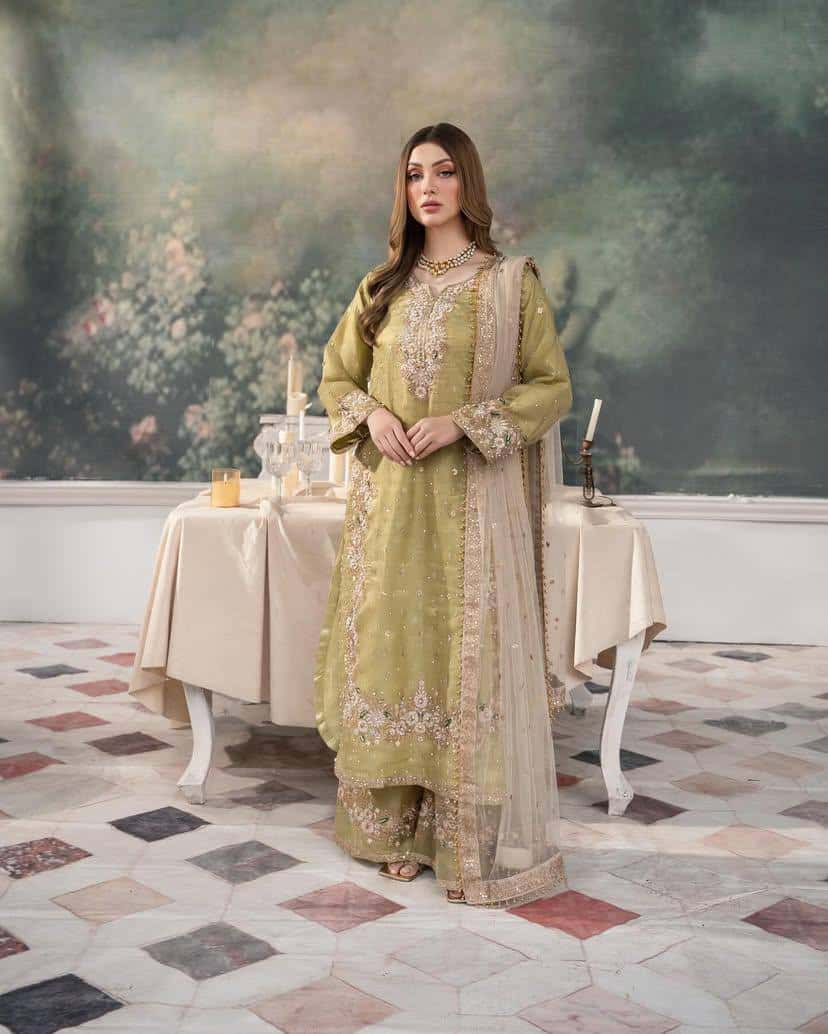 Beautiful chinon silk embroidery readymade salwar suit set