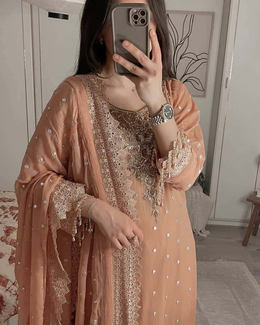 Beautiful georgette embroidery readymade salwar kameez set