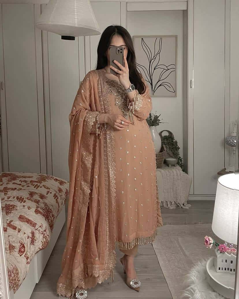 Beautiful georgette embroidery readymade salwar kameez set