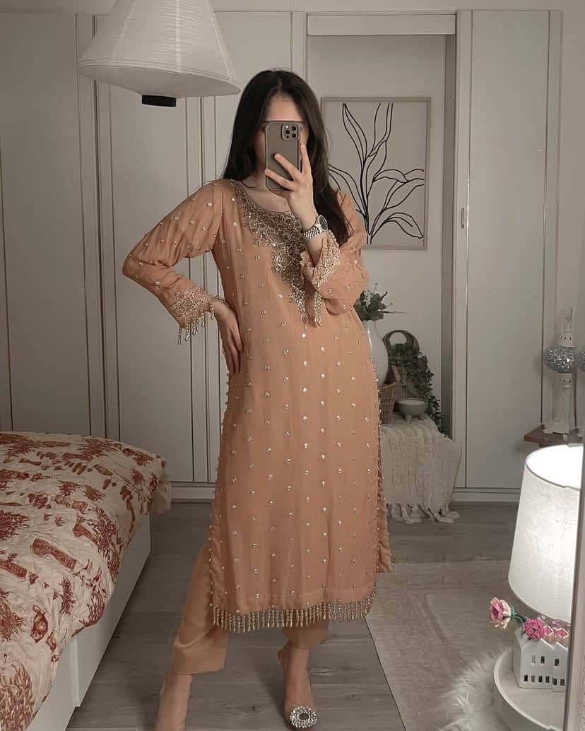 Beautiful georgette embroidery readymade salwar kameez set