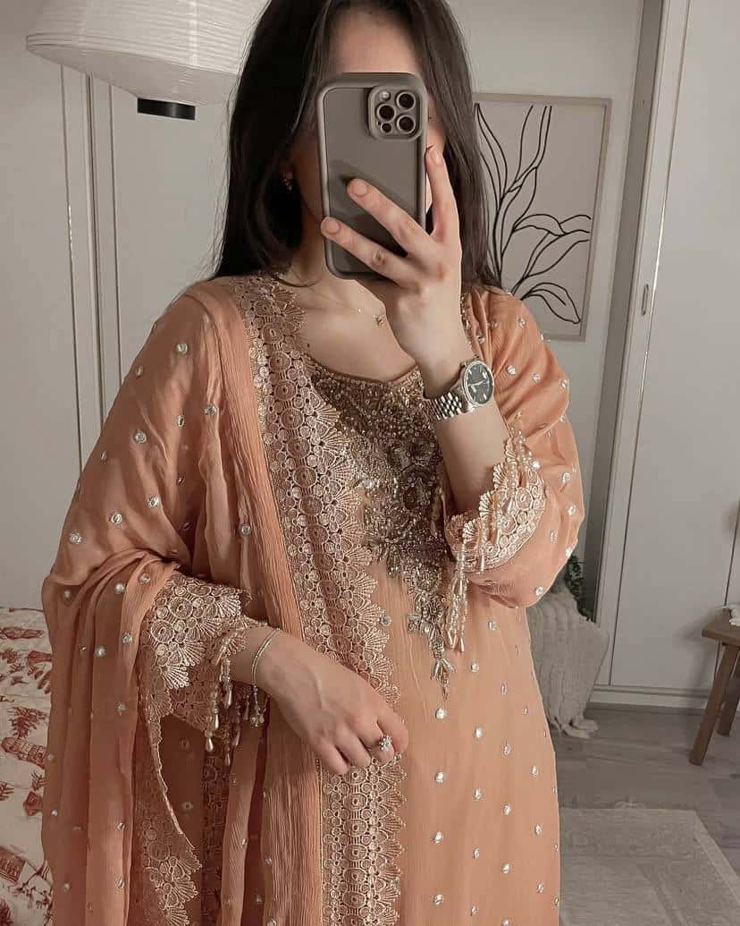Beautiful georgette embroidery readymade salwar kameez set