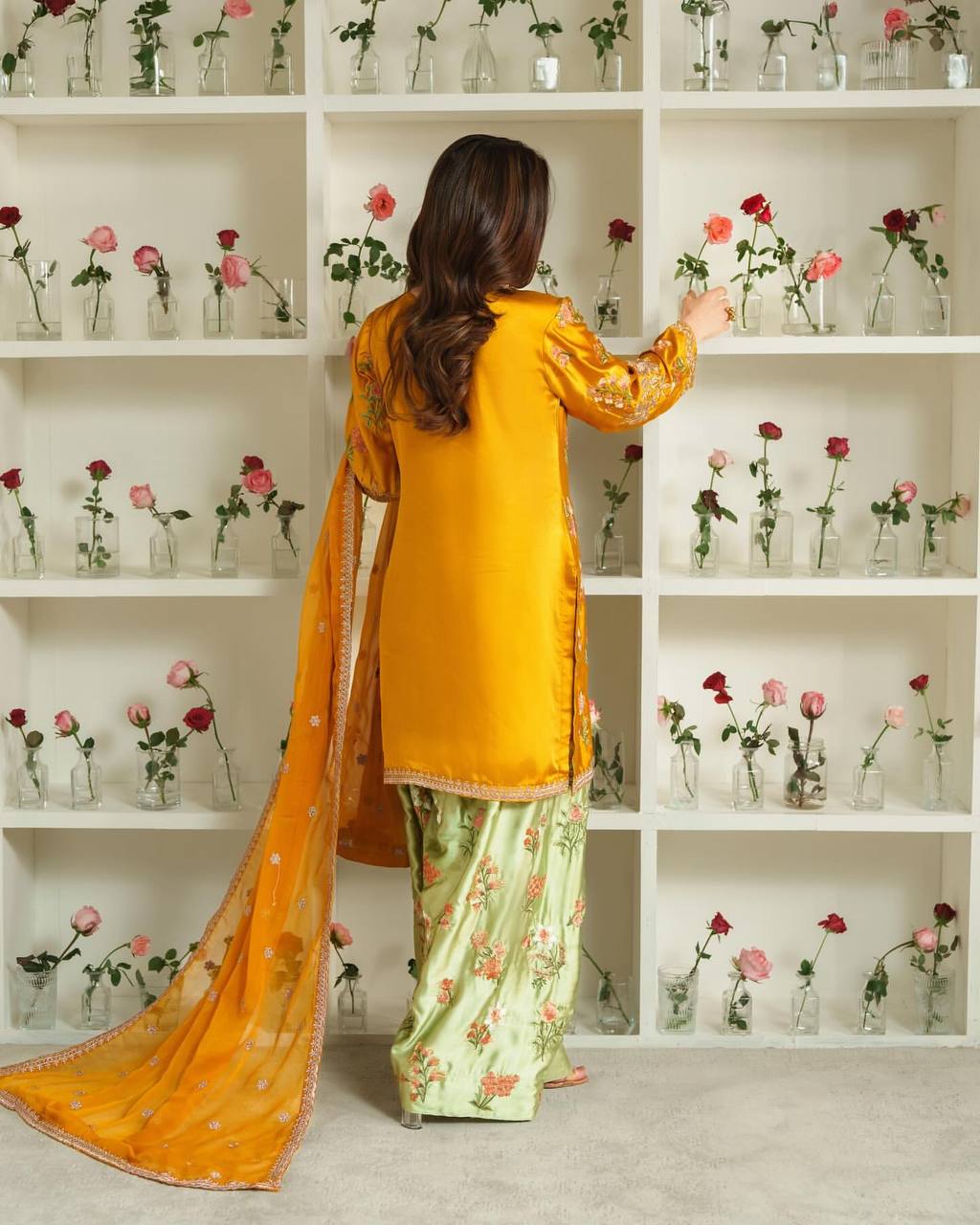 Pakistani New Designer crepe Party Wear Top & Sharara Set with Fancy Dupatta
