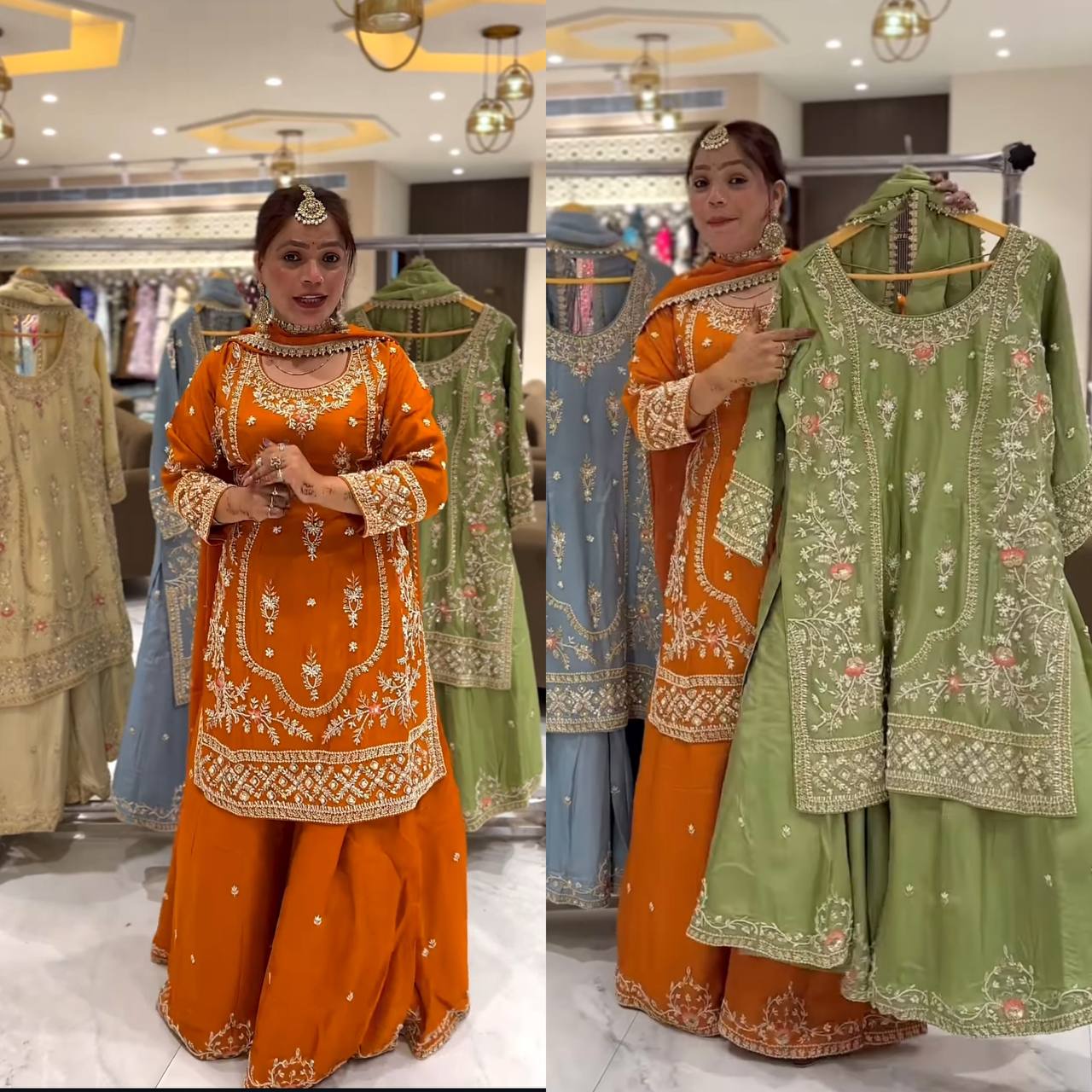 Wedding wear kurta sharara with dupatta sets