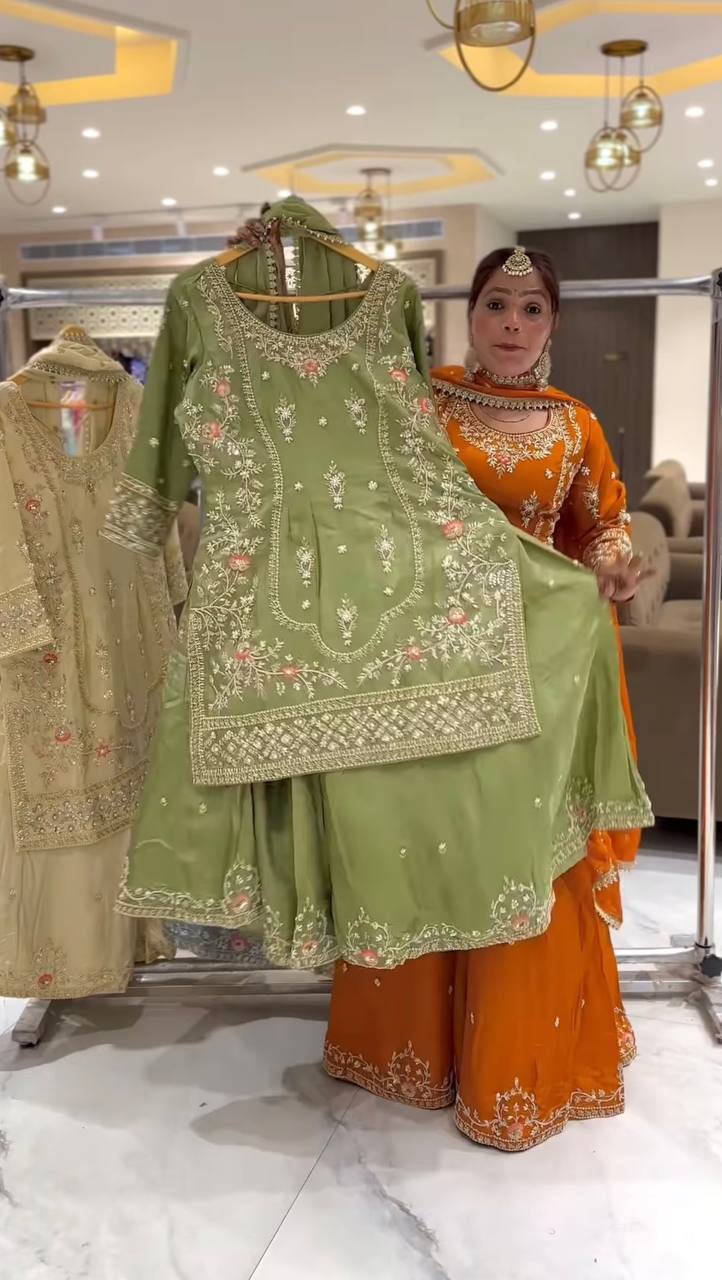 Wedding wear kurta sharara with dupatta sets