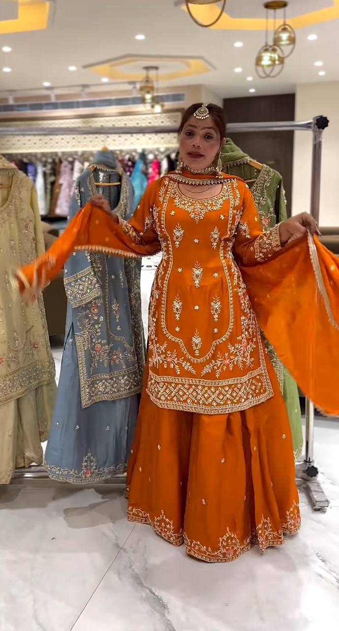Wedding wear kurta sharara with dupatta sets
