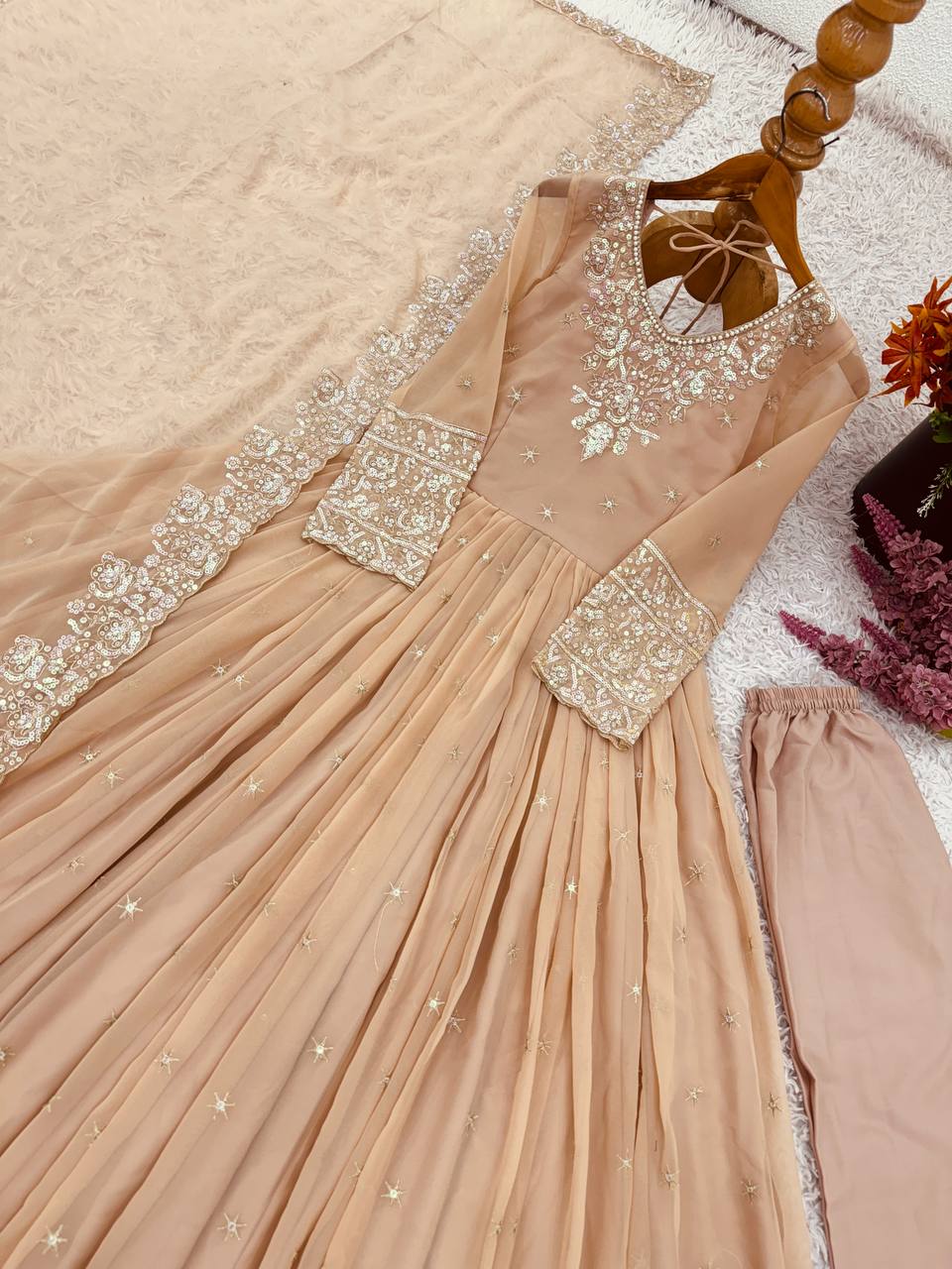 Designer Party Wear Gown with Dupatta – Rembo Sequence Work