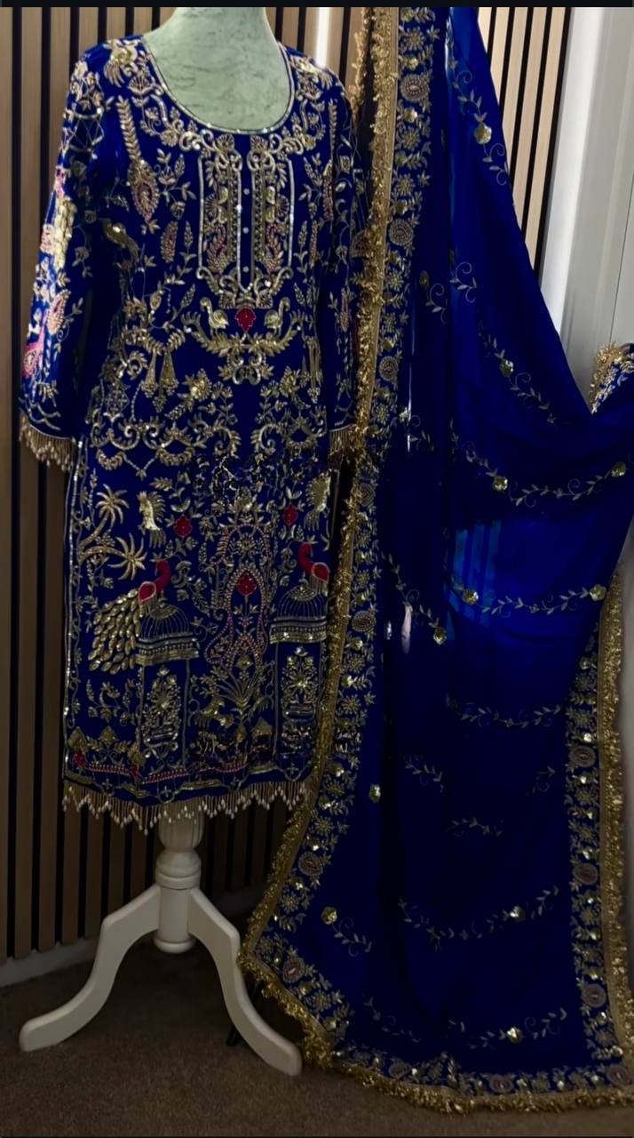 Natural crepe kurta dhoti with dupatta sets