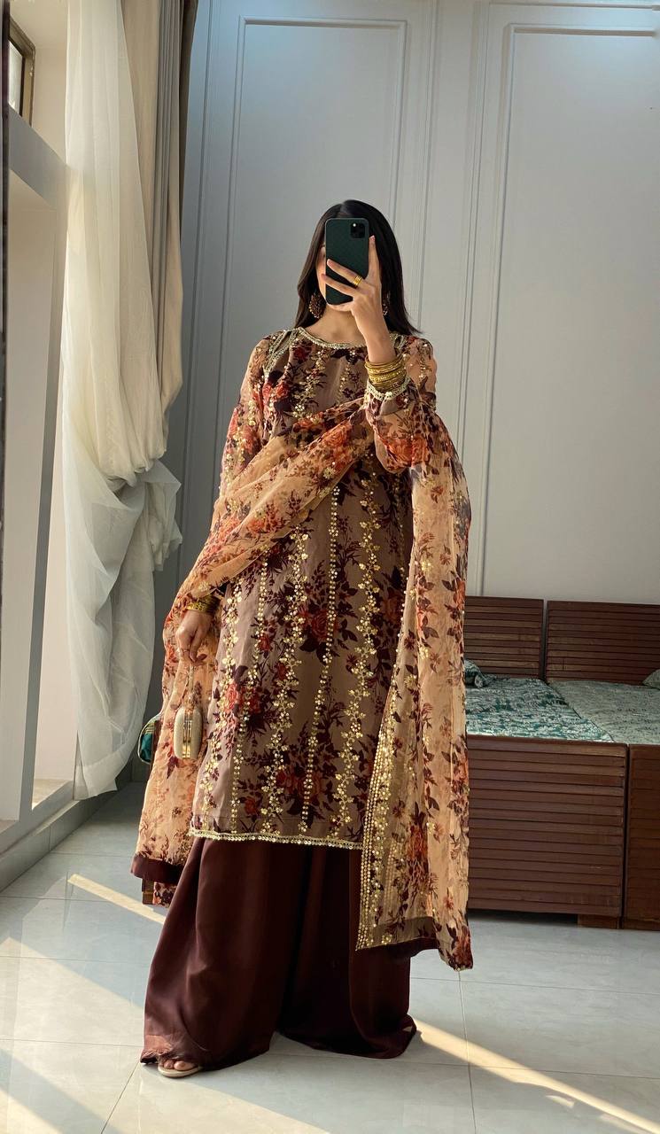 Festival Wear – Top, Plazzo & Dupatta Set (Fully Stitched)