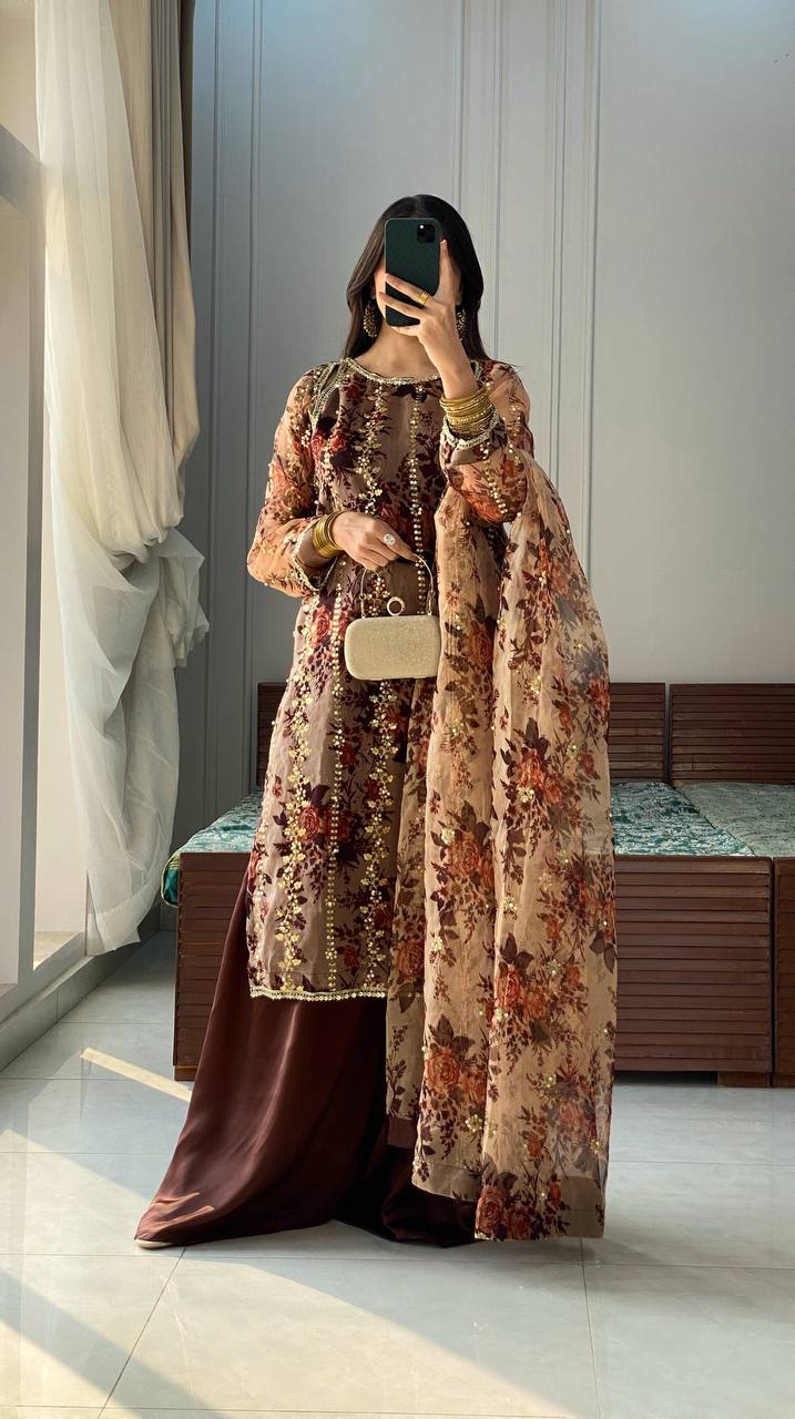 Festival Wear – Top, Plazzo & Dupatta Set (Fully Stitched)