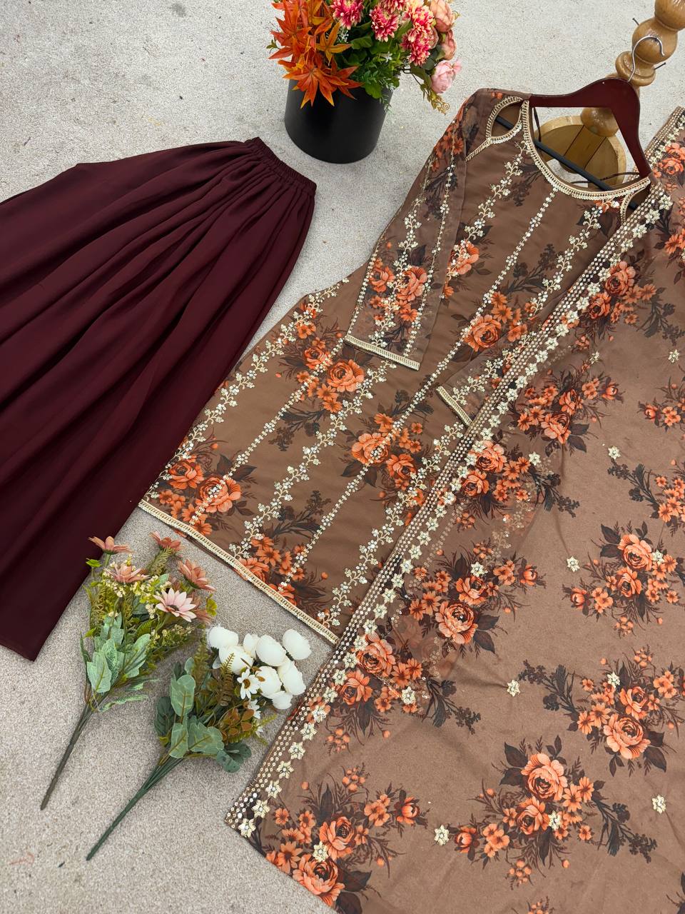 Festival Wear – Top, Plazzo & Dupatta Set (Fully Stitched)