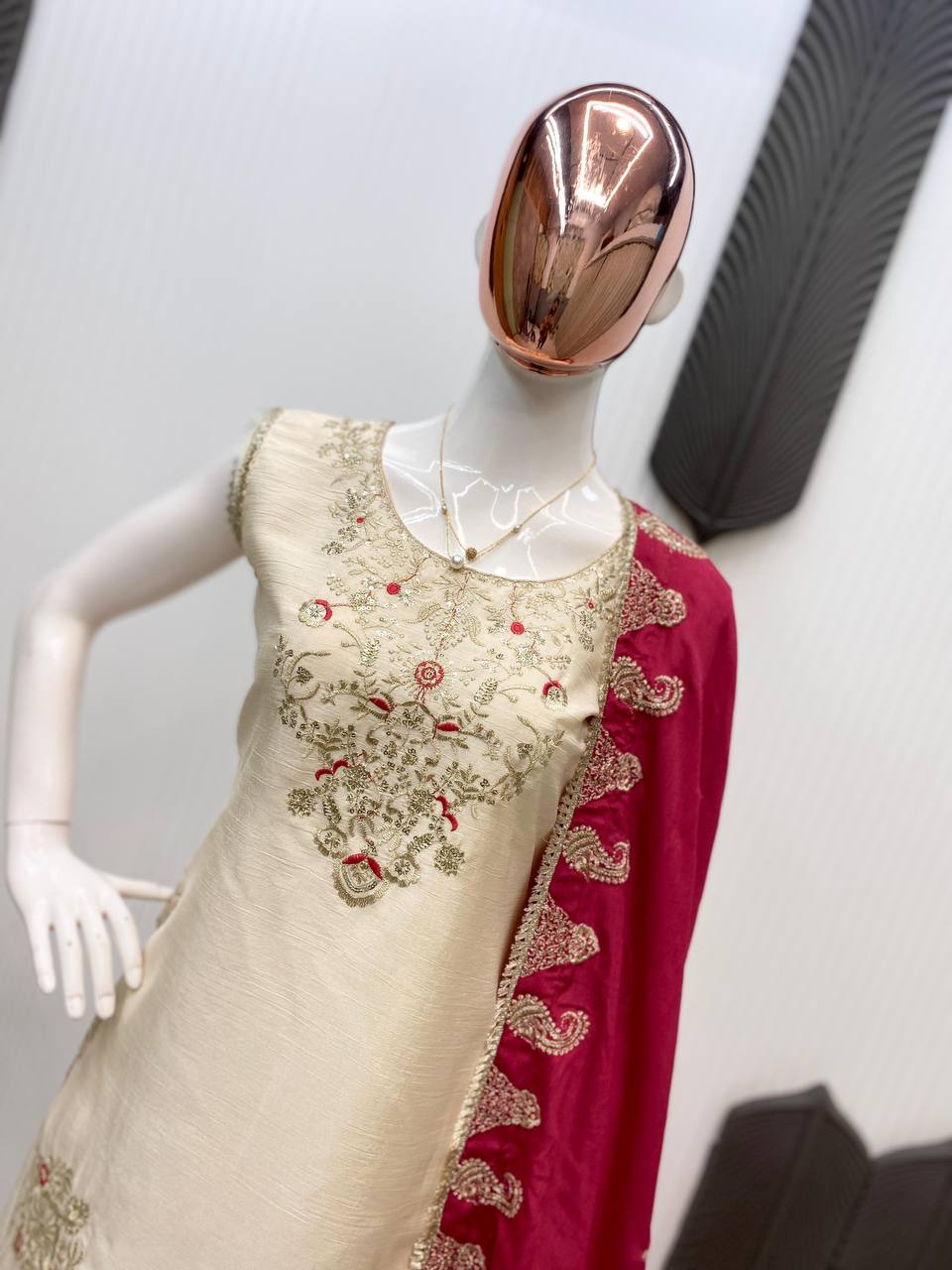 Wedding wear chinnon kurta sharara with dupatta sets