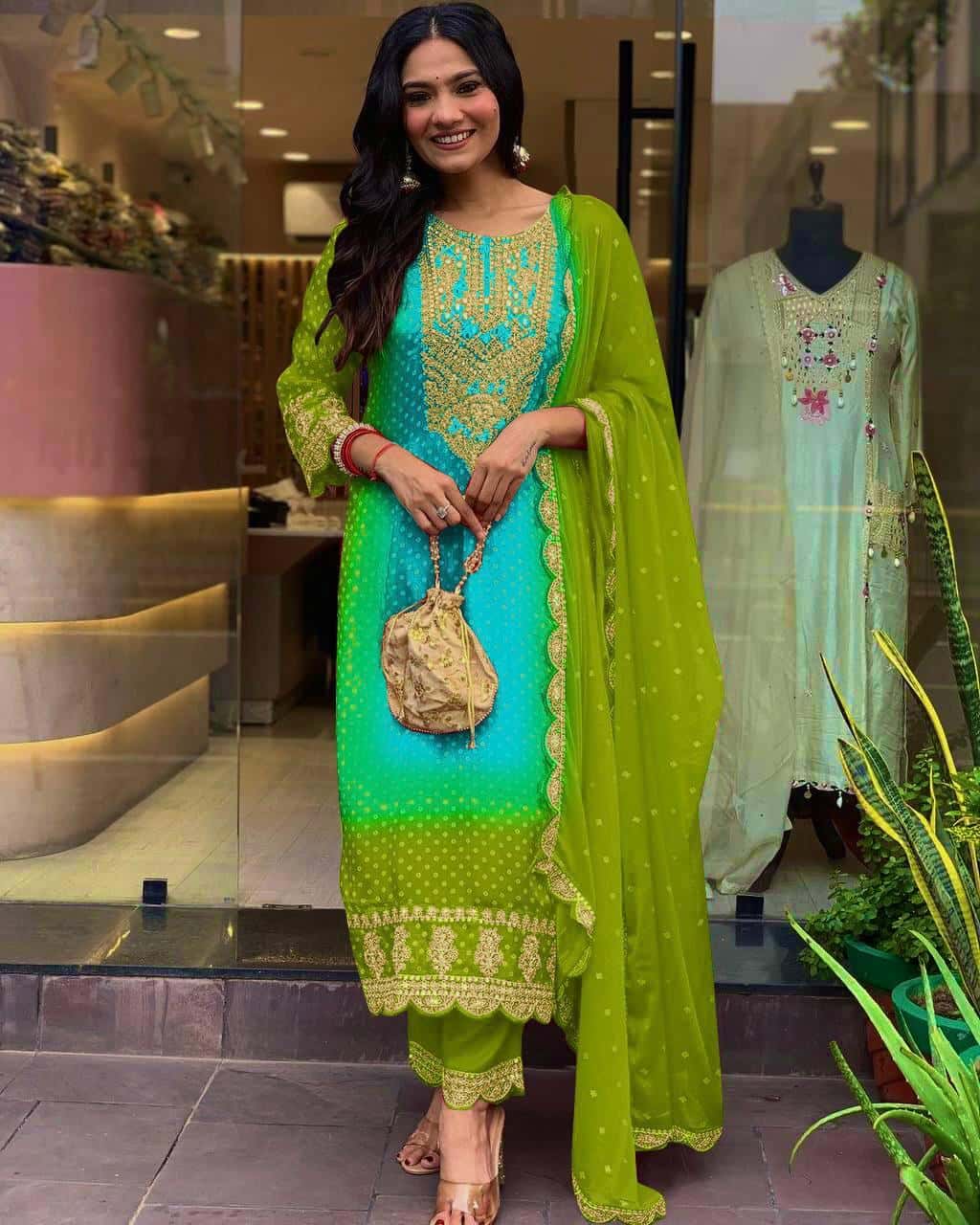 Bandhani print 3 pc suit set,Plus size is also available