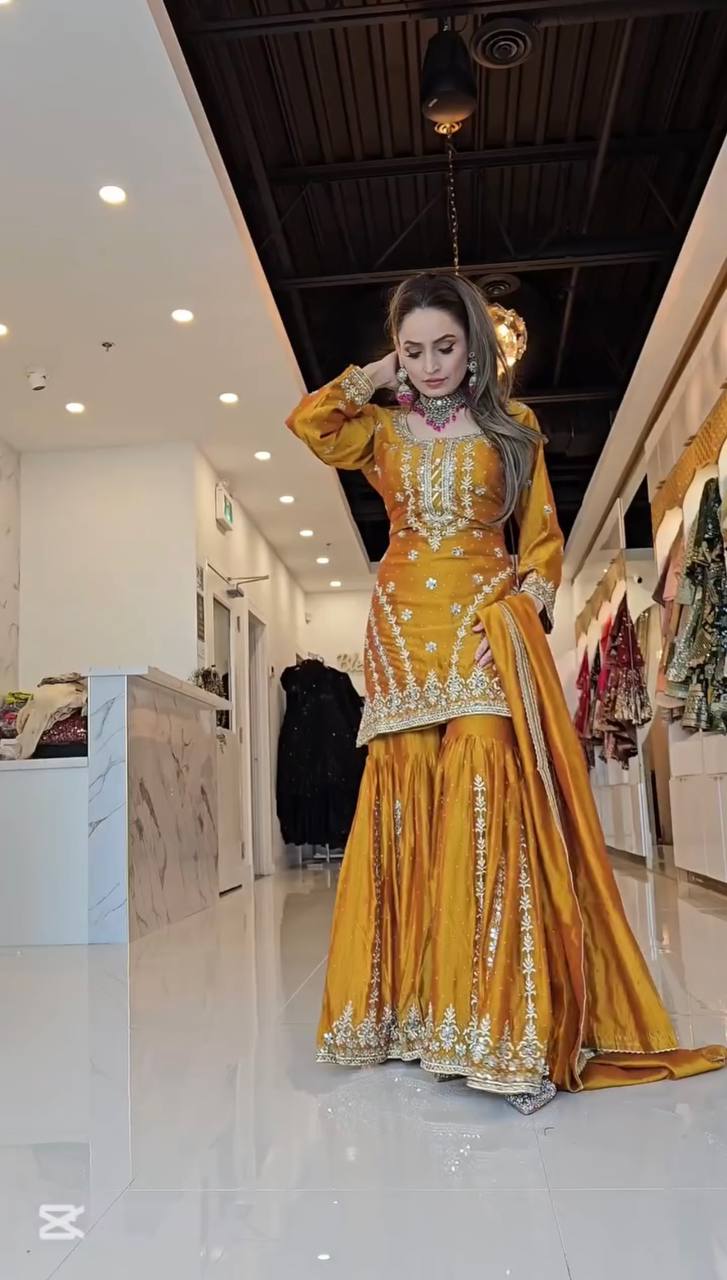 Wedding Georgette kurta sharara with dupatta set