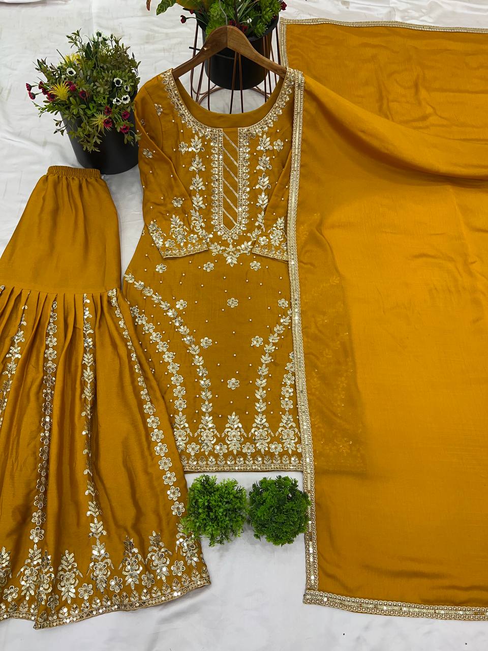 Wedding Georgette kurta sharara with dupatta set