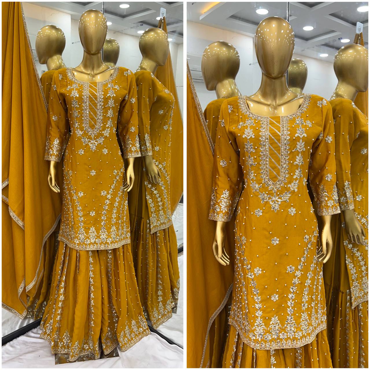 Wedding Georgette kurta sharara with dupatta set
