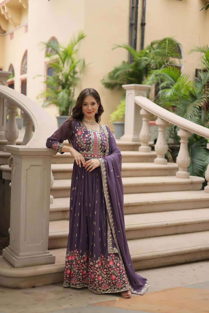 "Elegant Faux Georgette Kurti & Sharara Set with Sequins Dupatta"