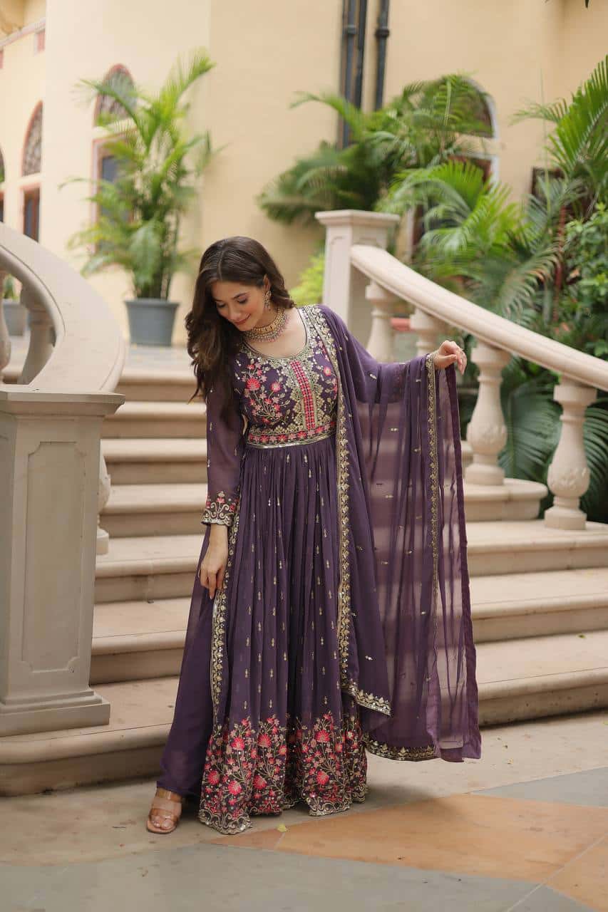 "Elegant Faux Georgette Kurti & Sharara Set with Sequins Dupatta"