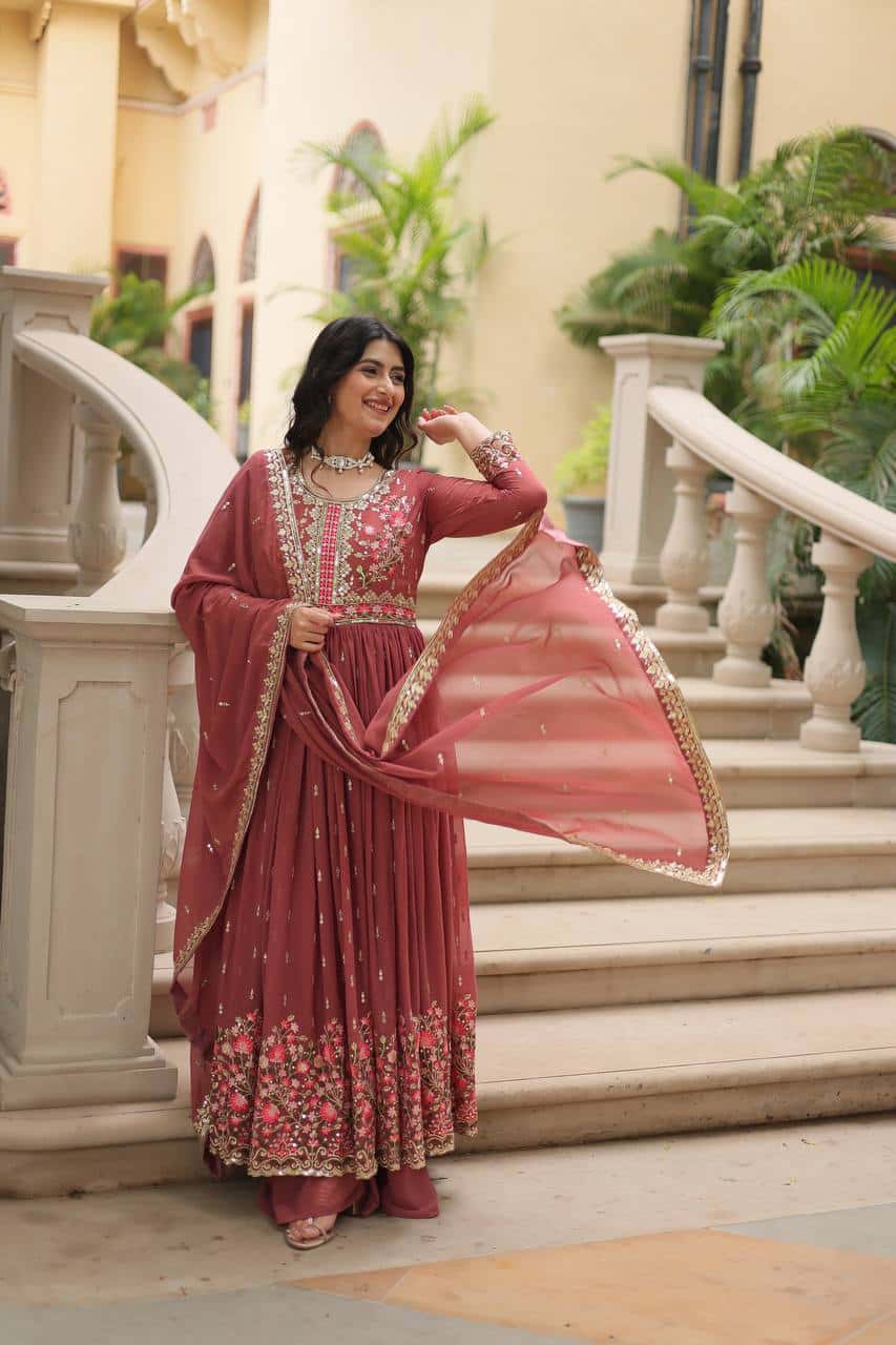 "Elegant Faux Georgette Kurti & Sharara Set with Sequins Dupatta"
