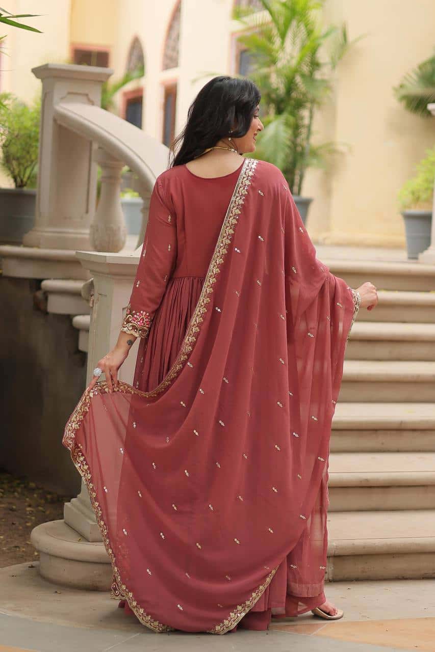 "Elegant Faux Georgette Kurti & Sharara Set with Sequins Dupatta"