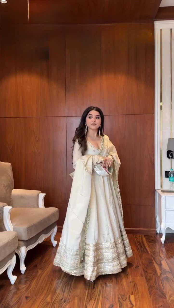 Chinnon silk gown pant with dupatta sets