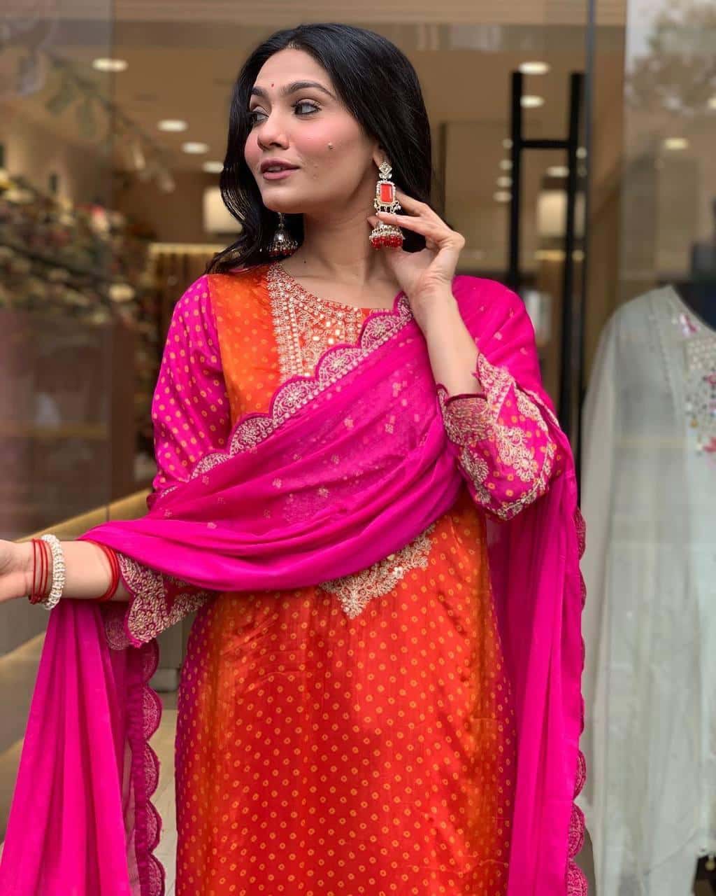 Bandhani print 3 pc suit set,Plus size is also available