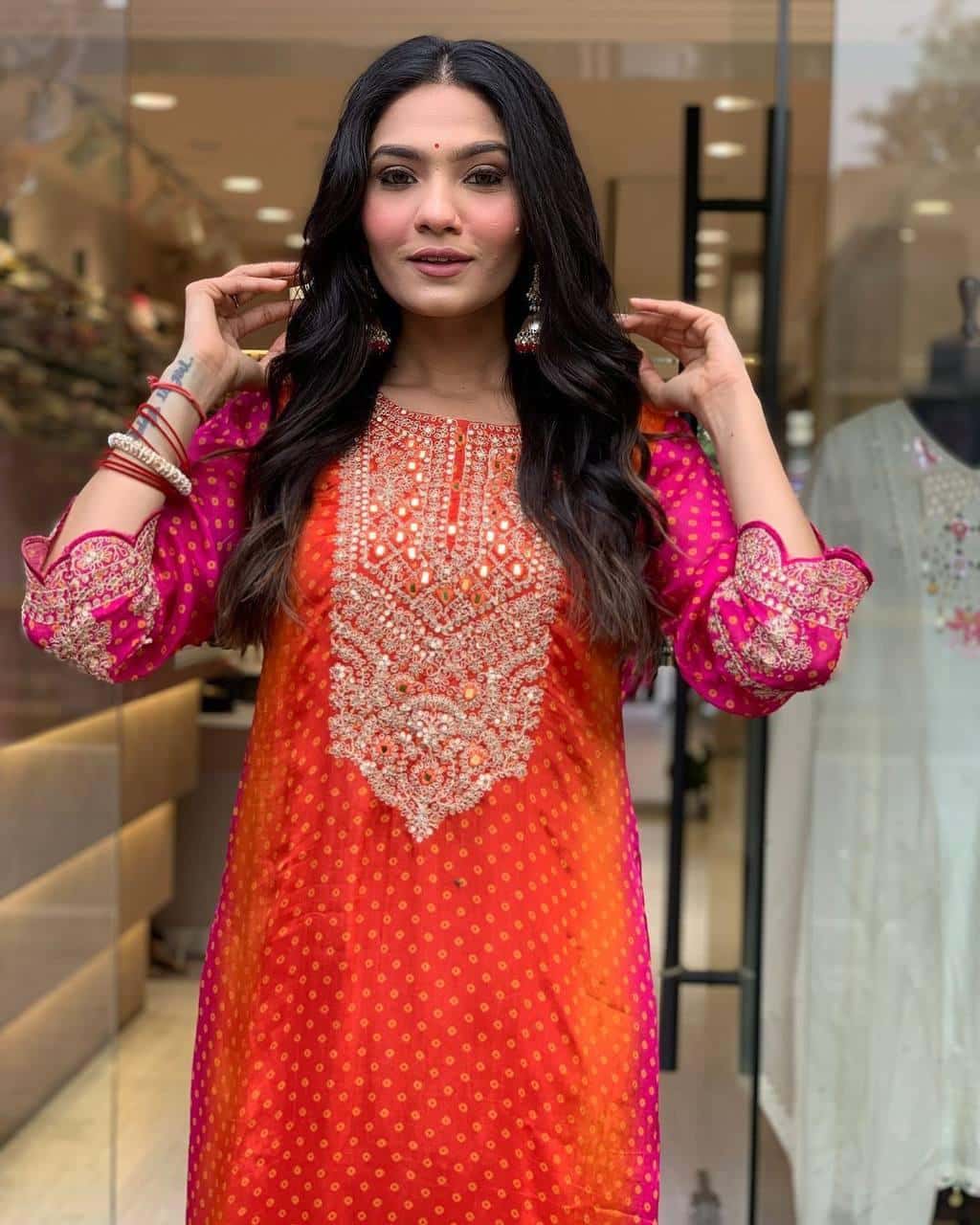 Bandhani print 3 pc suit set,Plus size is also available