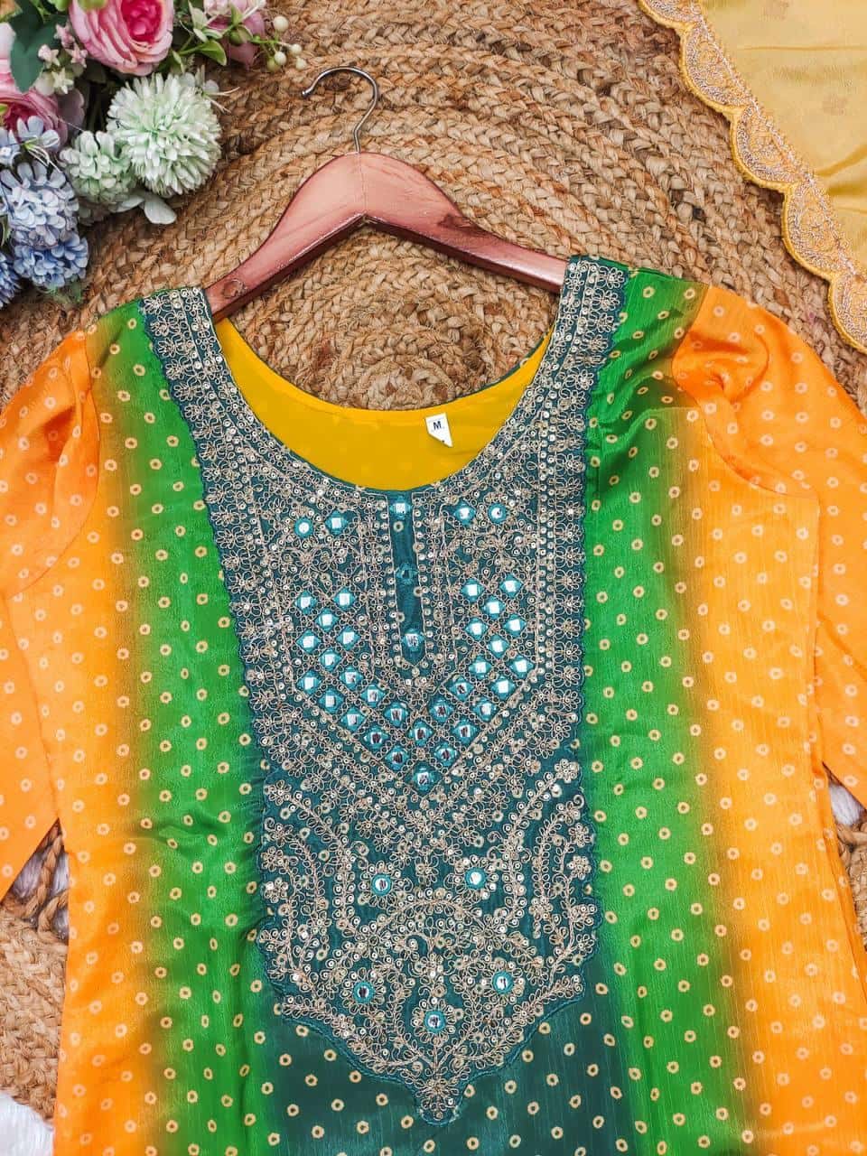 Bandhani print 3 pc suit set,Plus size is also available