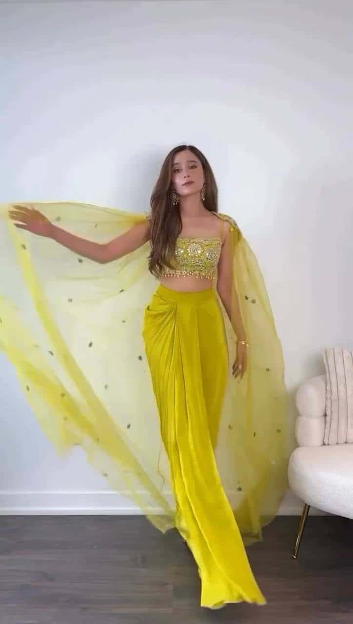 Reday to wear dhoti style with Shrug and Unstich choli