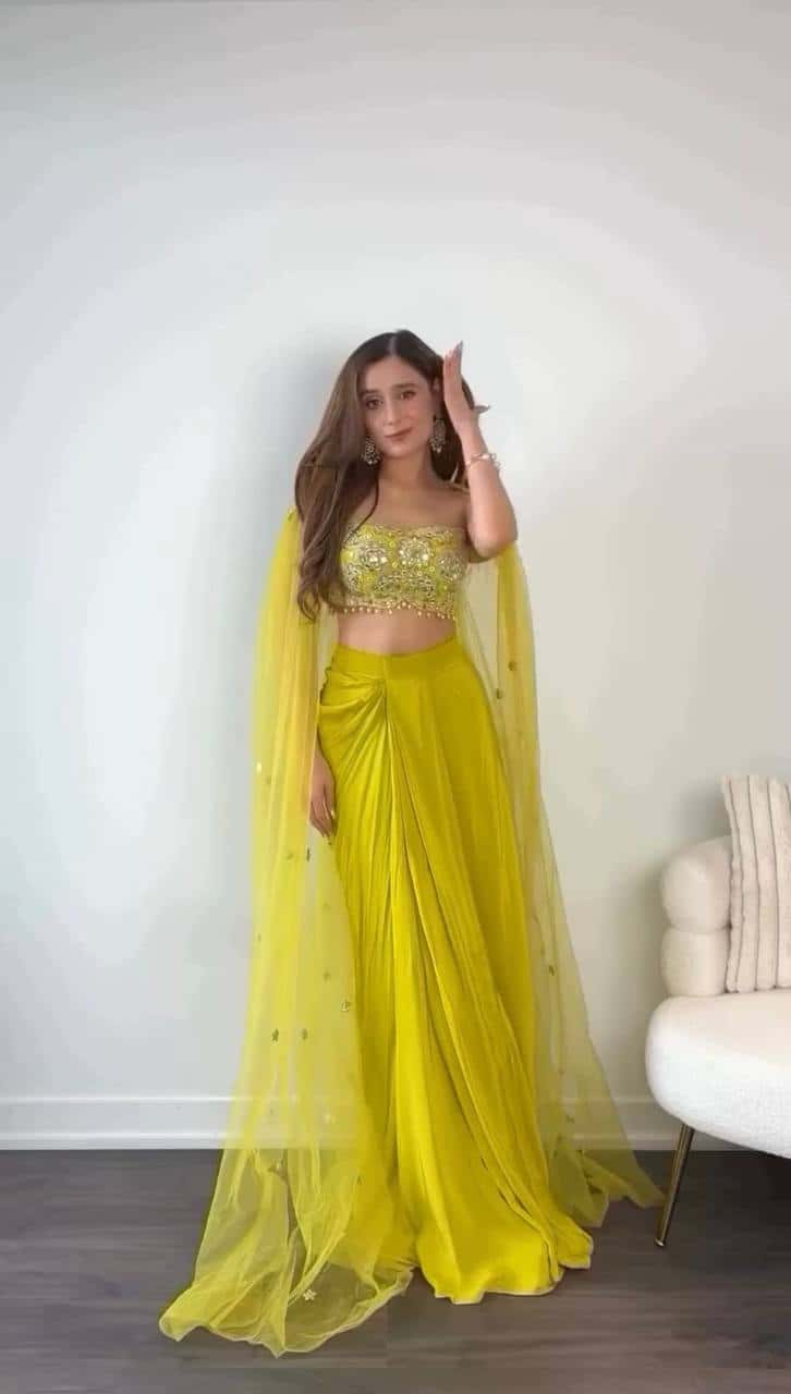 Reday to wear dhoti style with Shrug and Unstich choli