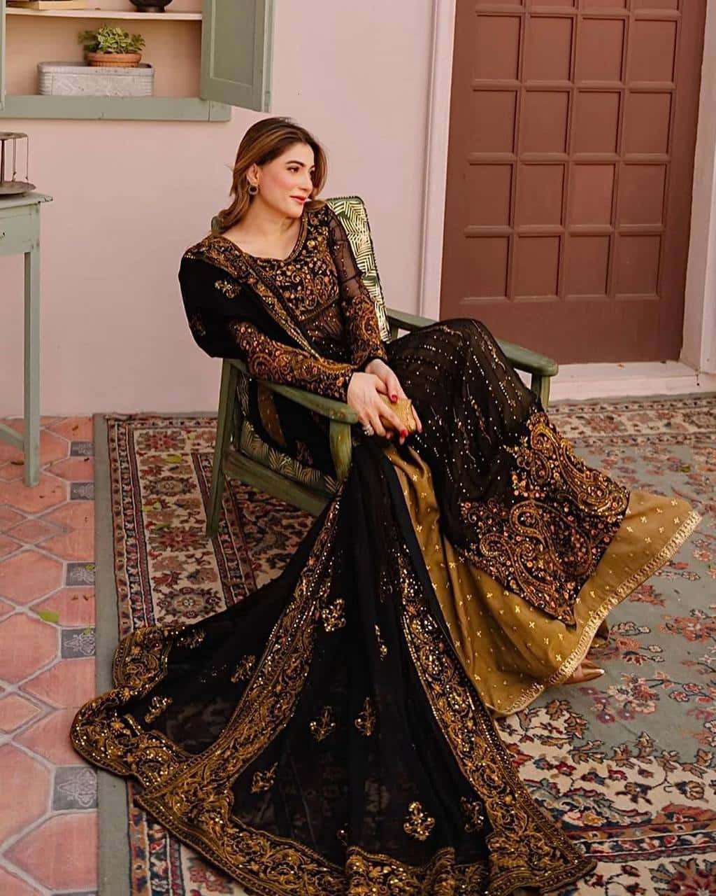Heavy wedding wear faux georgette gown palazzo with net dupatta sets