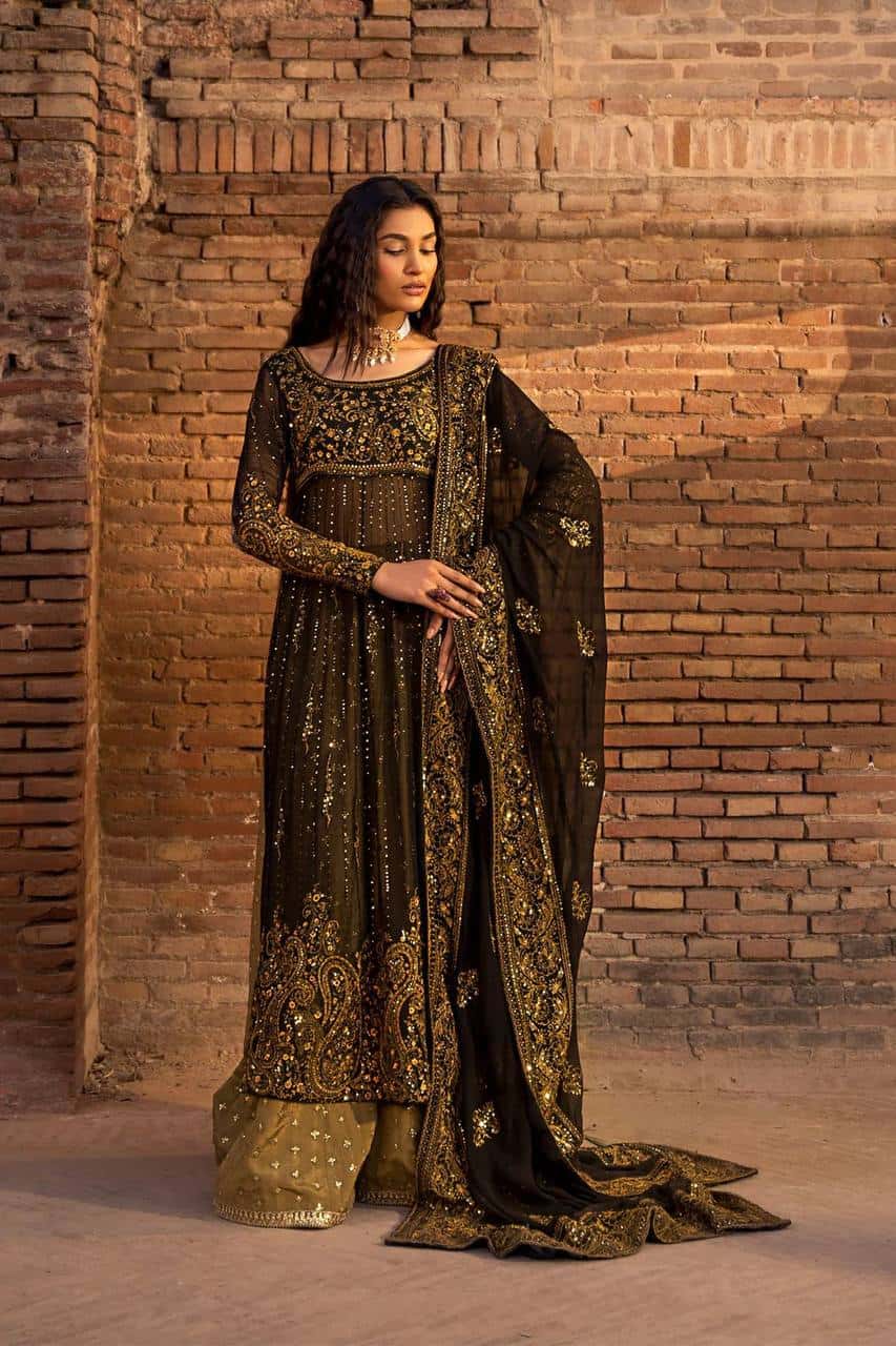 Heavy wedding wear faux georgette gown palazzo with net dupatta sets