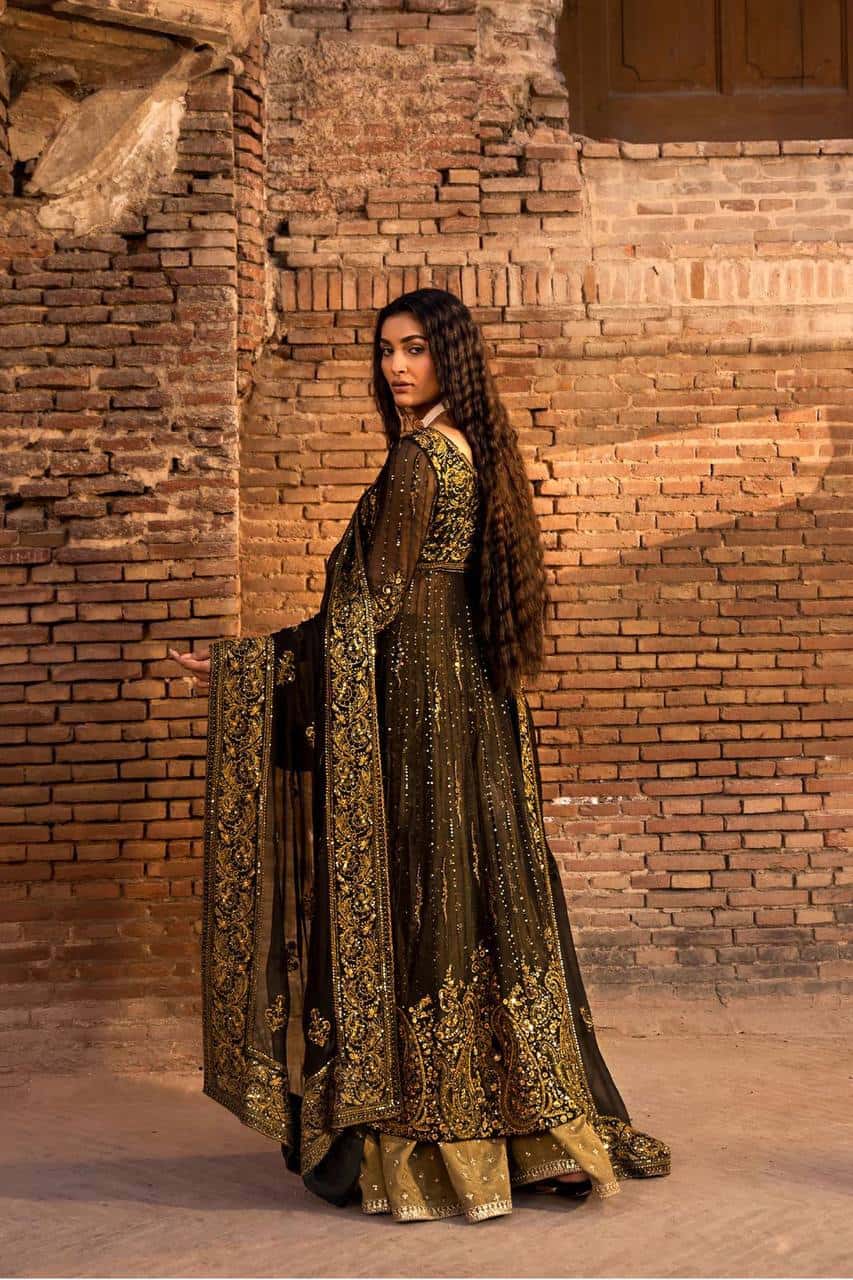 Heavy wedding wear faux georgette gown palazzo with net dupatta sets