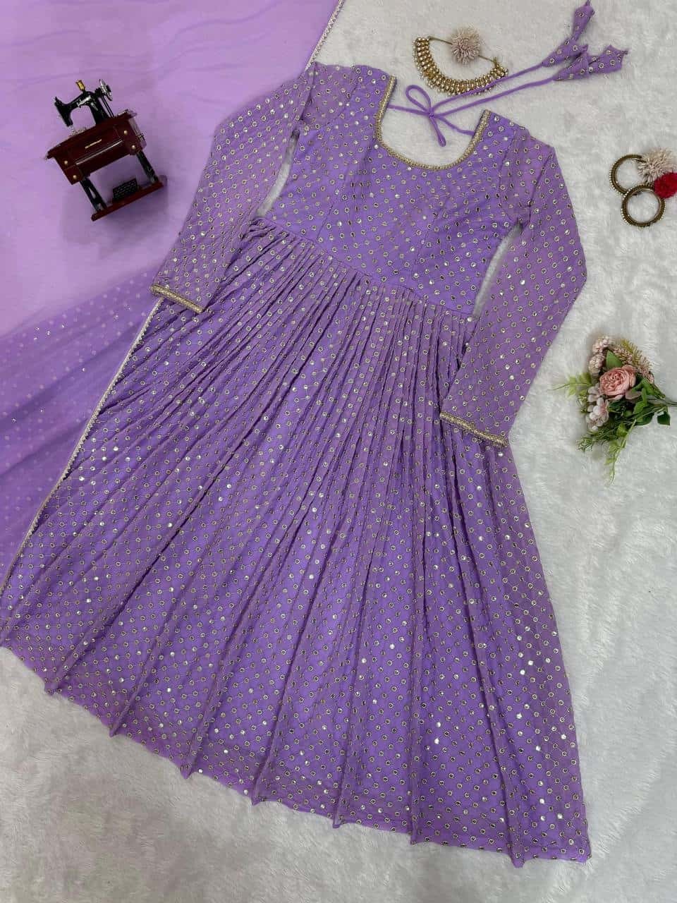 Party wear heavy gown with dupatta sets