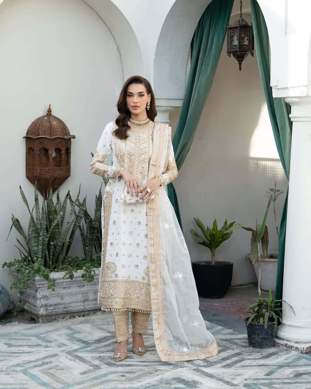 New Collection In heavy Chinnon With Heavy Embroidery Sequence Work Top-Bottom And Dupatta Set Fully Stitched Ready To Wear