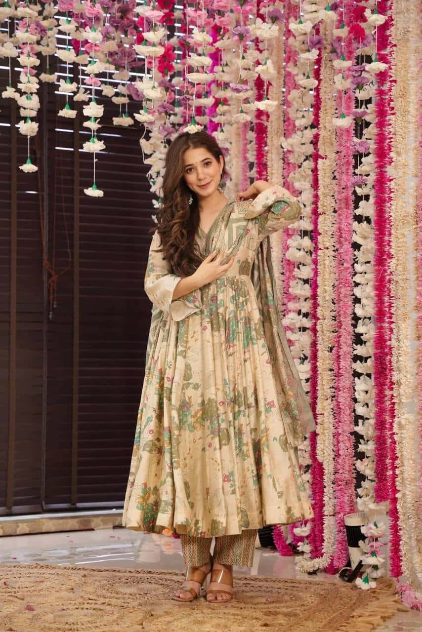 3 pc suit set for women,Soft cotton anarkali suit