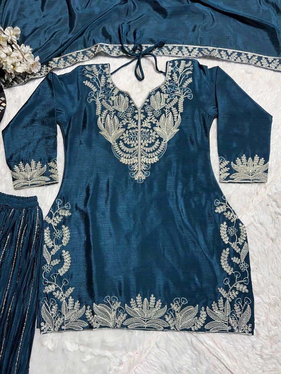 Chinnon silk kurta sharara set for women for wedding wear