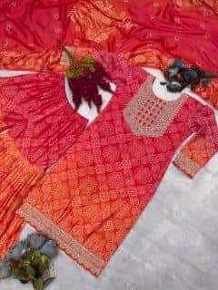 Pure Chinon Silk Kurta Sharara With Dupatta