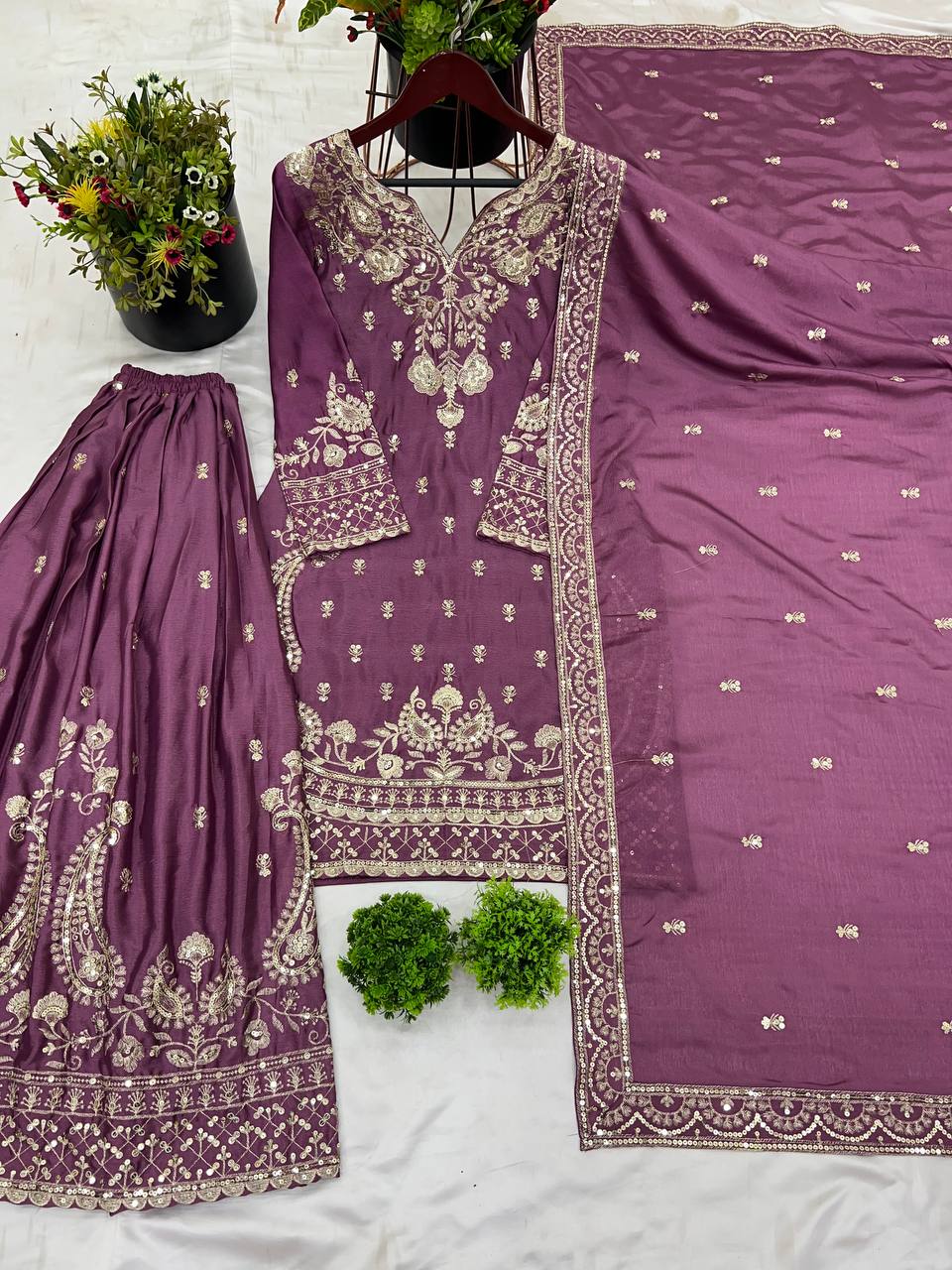 Beautiful designer  Silk kurta sharara with dupatta sets