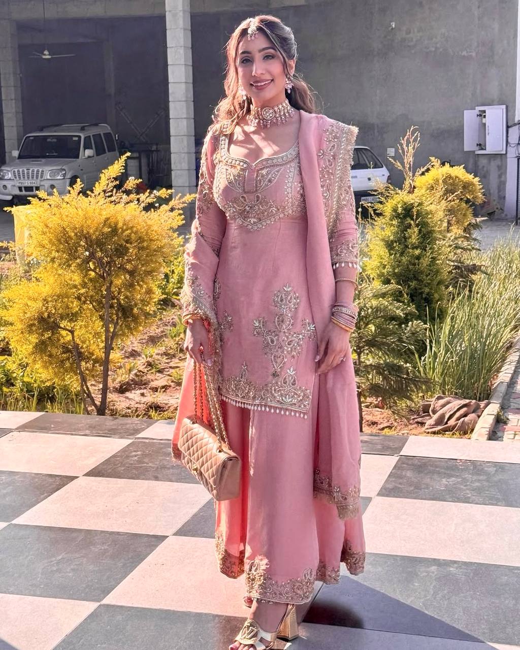 Designer silk readymade kurta palazzo with dupatta set